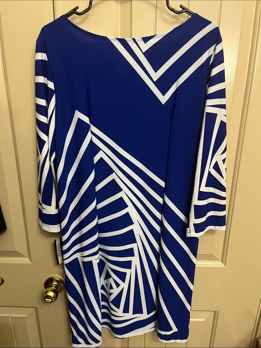 Haani Royal Blue and White Geometric Shift XL Dress Still with Tags - Picture 3 of 3